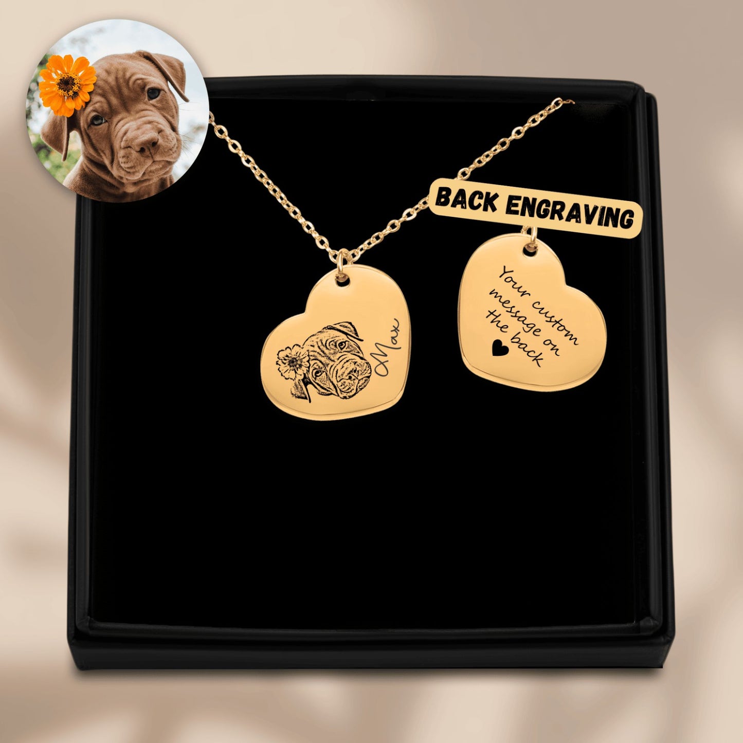 Pets Portrait Heart Necklace